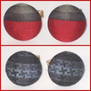 Vintage HARVEY'S Cufflinks - Fabric - Red/Charcoal